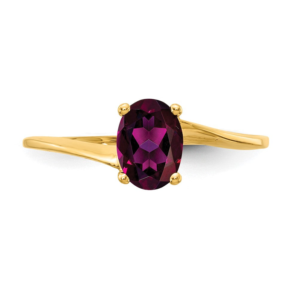14k Yellow Gold 7x5mm Oval Rhodolite Garnet ring