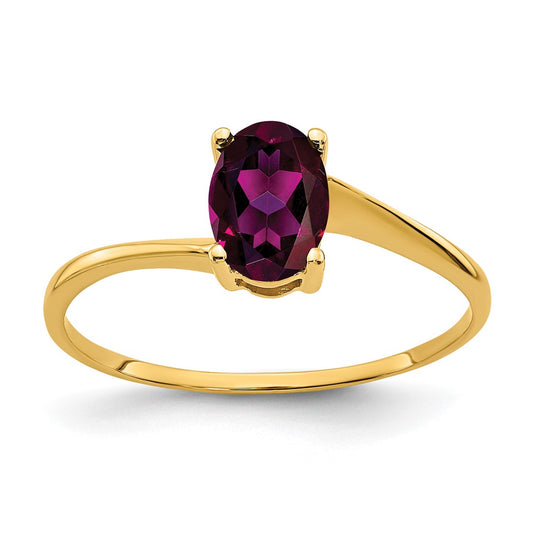 14k Yellow Gold 7x5mm Oval Rhodolite Garnet ring