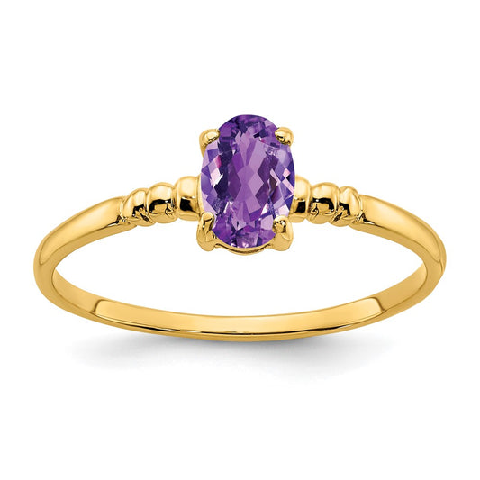 14K Yellow Gold 6x4mm Oval Amethyst ring