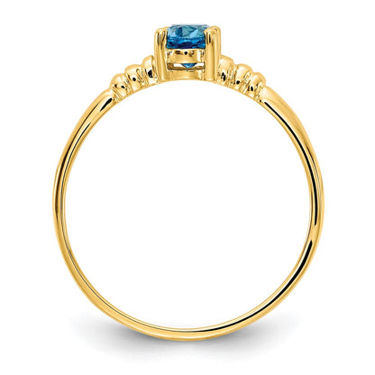 14K Yellow Gold 6x4mm Oval Blue Topaz ring