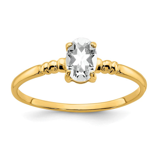 14K Yellow Gold 6x4mm Oval Cubic Zirconia ring