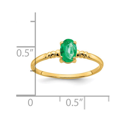 14K Yellow Gold 6x4mm Oval Emerald ring