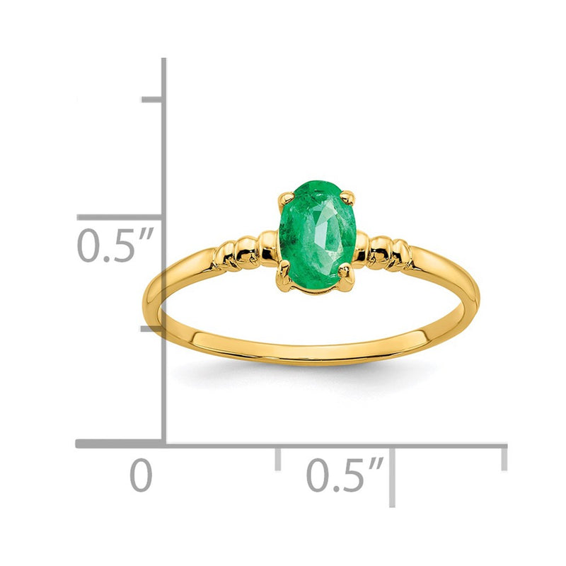 14K Yellow Gold 6x4mm Oval Emerald ring