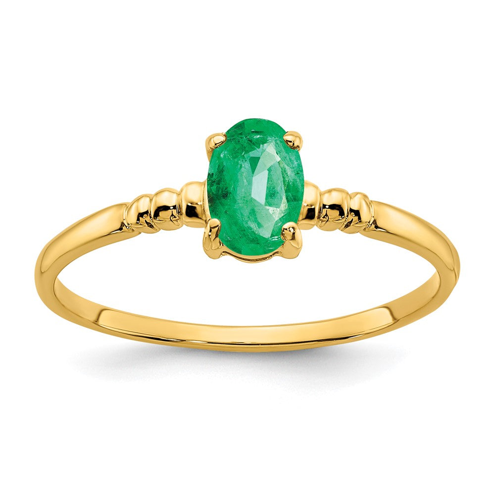 14K Yellow Gold 6x4mm Oval Emerald ring
