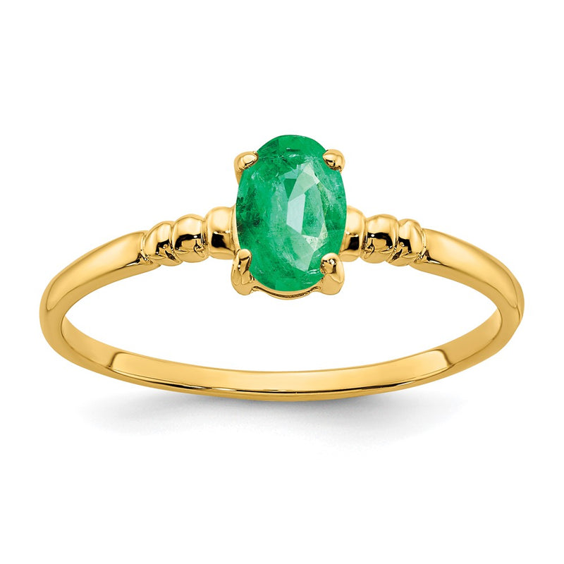 14K Yellow Gold 6x4mm Oval Emerald ring