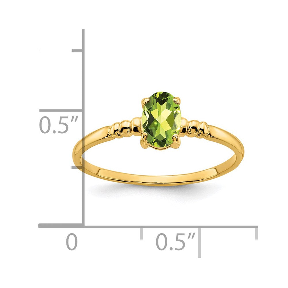 14K Yellow Gold 6x4mm Oval Peridot ring