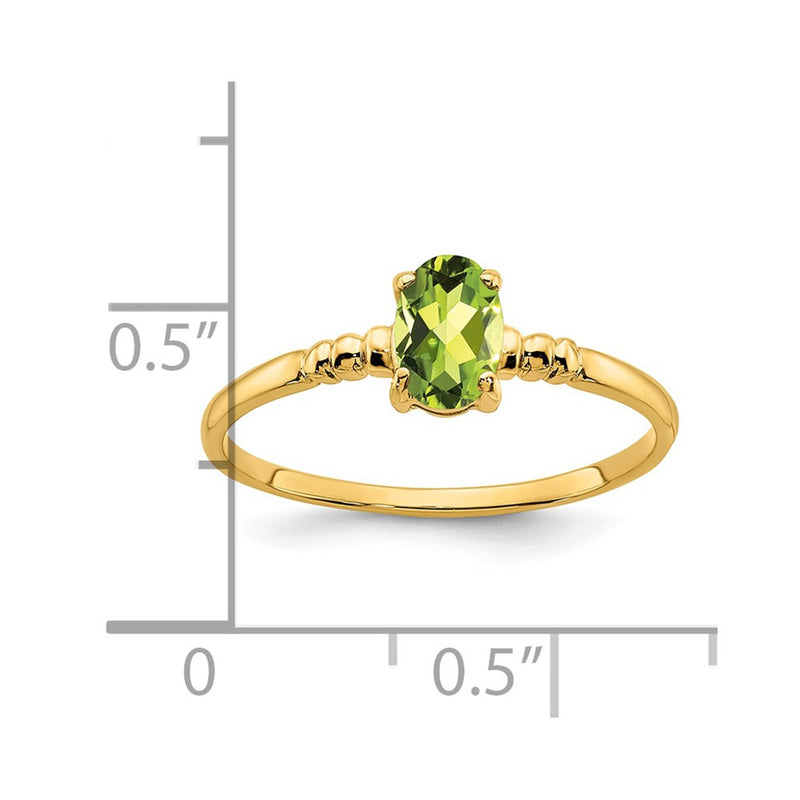 14K Yellow Gold 6x4mm Oval Peridot ring