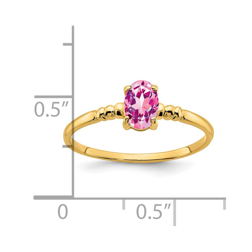 14K Yellow Gold 6x4mm Oval Pink Sapphire ring