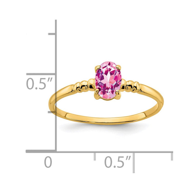 14K Yellow Gold 6x4mm Oval Pink Sapphire ring