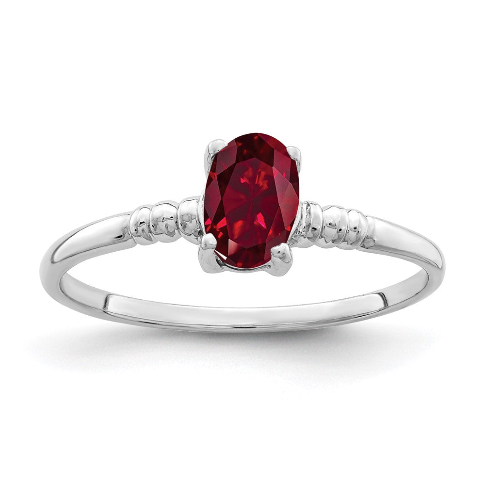 14k White Gold 6x4mm Oval Created Ruby ring
