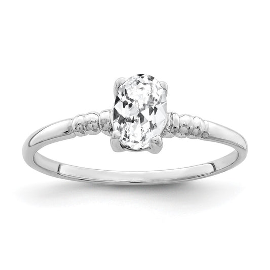 14k White Gold 6x4mm Oval Cubic Zirconia ring