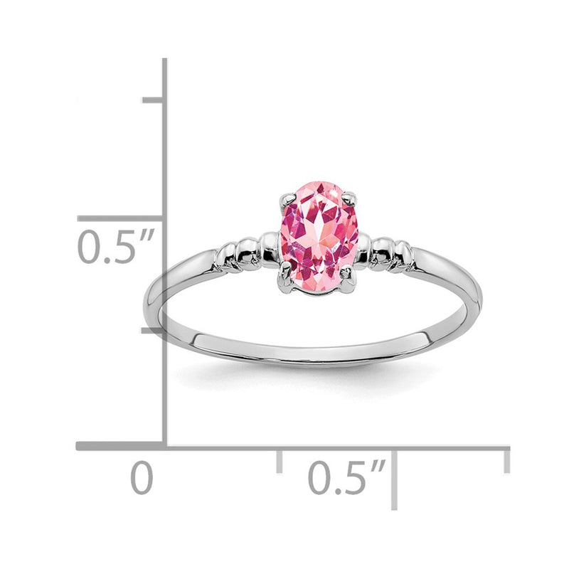 14k White Gold 6x4mm Oval Pink Tourmaline Ring