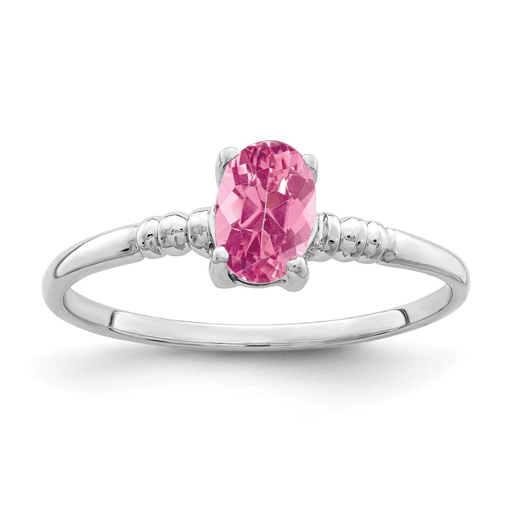 14k White Gold 6x4mm Oval Pink Tourmaline Ring