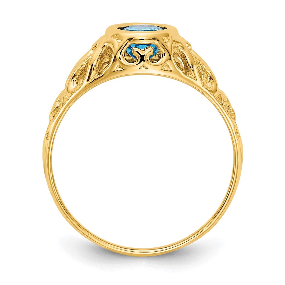 14K Yellow Gold 7x5mm Oval Blue Topaz ring