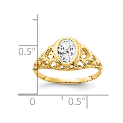 14K Yellow Gold 7x5mm Oval Cubic Zirconia ring