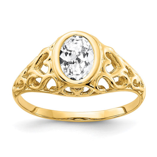 14K Yellow Gold 7x5mm Oval Cubic Zirconia ring