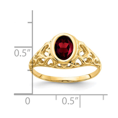 14K Yellow Gold 7x5mm Oval Garnet ring