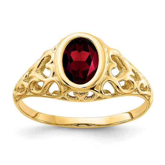 14K Yellow Gold 7x5mm Oval Garnet ring