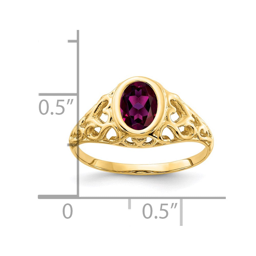 14k Yellow Gold 7x5mm Oval Rhodolite Garnet ring