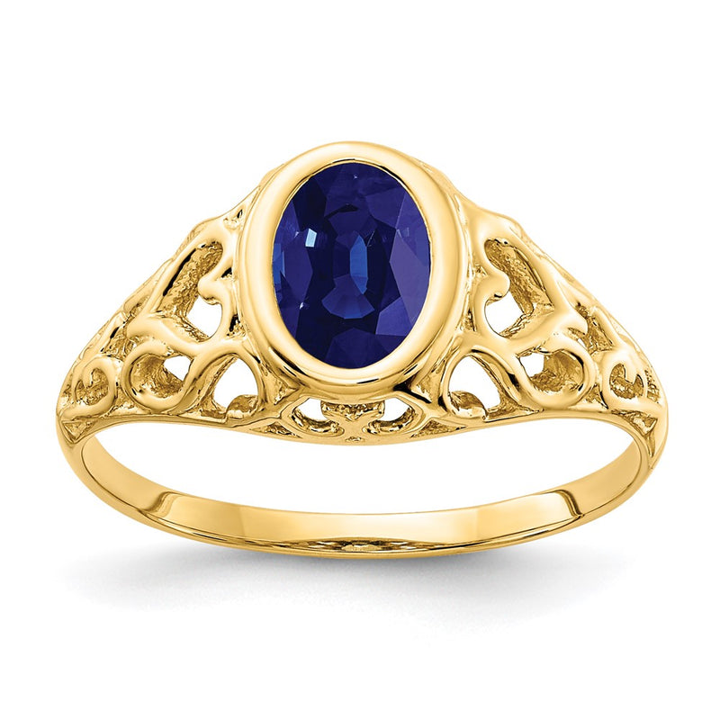 14K Yellow Gold 7x5mm Oval Sapphire ring