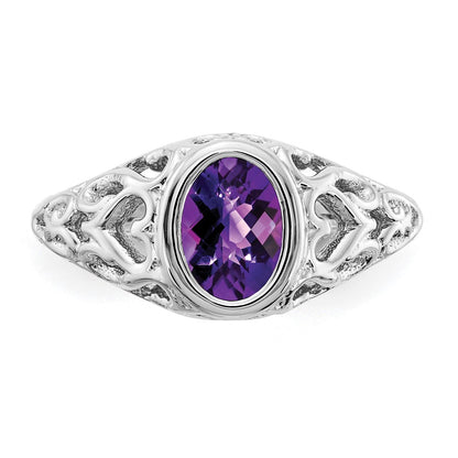 14k White Gold 7x5mm Oval Amethyst ring