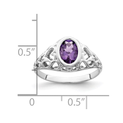 14k White Gold 7x5mm Oval Amethyst ring