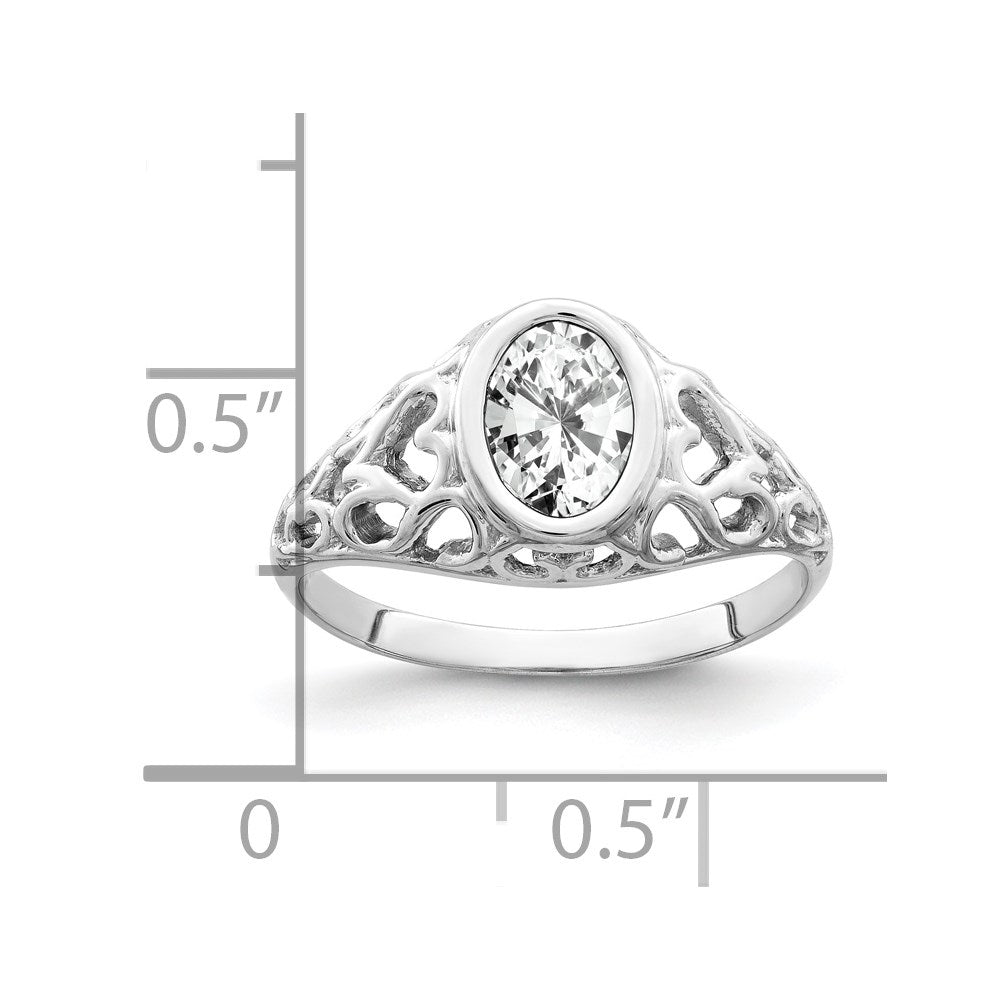 14k White Gold 7x5mm Oval Cubic Zirconia ring