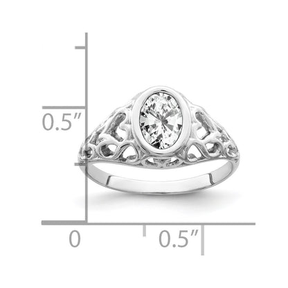 14k White Gold 7x5mm Oval Cubic Zirconia ring