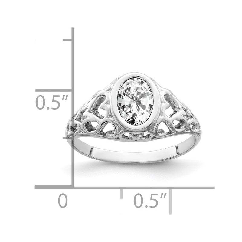 14k White Gold 7x5mm Oval Cubic Zirconia ring