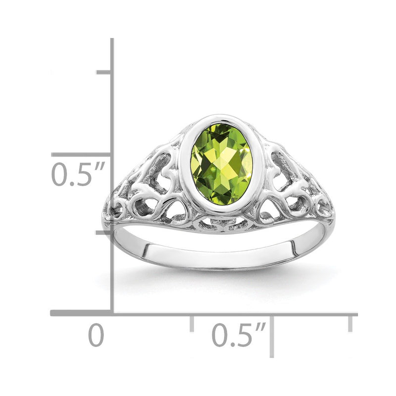 14k White Gold 7x5mm Oval Peridot ring