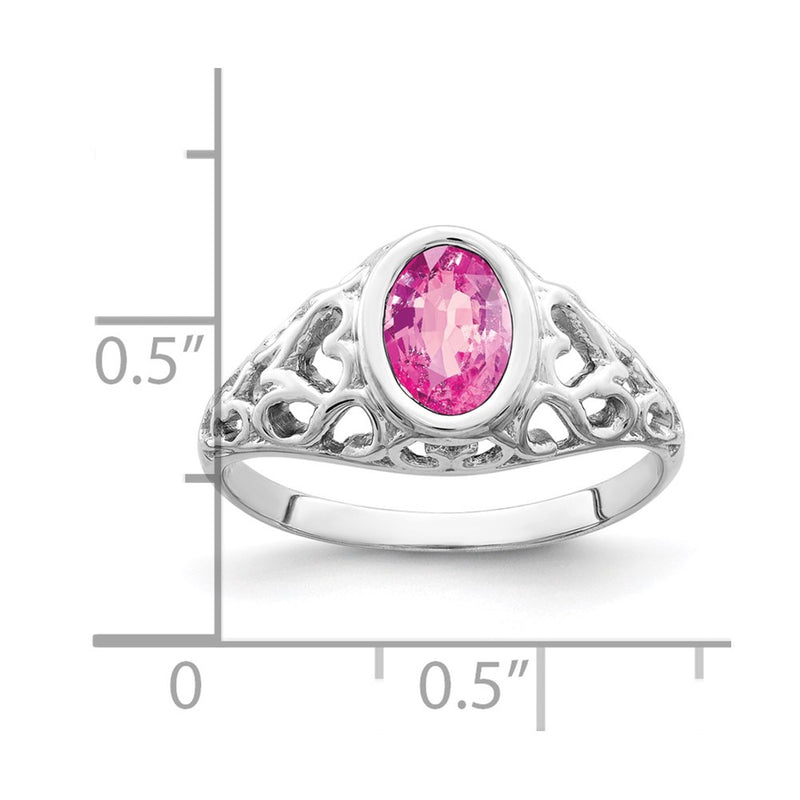 14k White Gold 7x5mm Oval Pink Sapphire ring