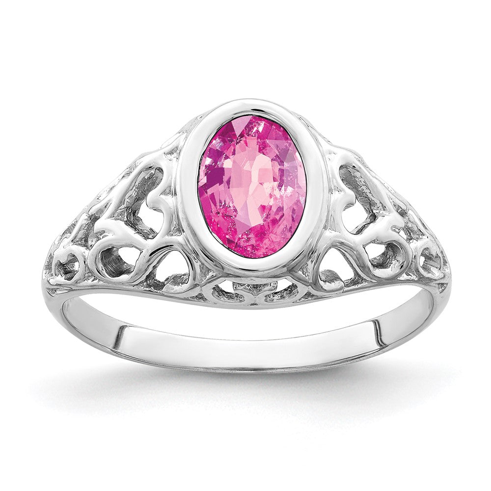 14k White Gold 7x5mm Oval Pink Sapphire ring