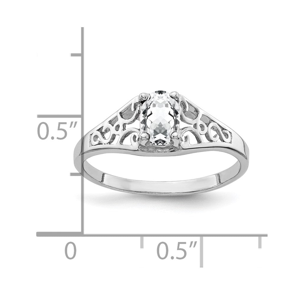 14k White Gold 6x4mm Oval Cubic Zirconia ring