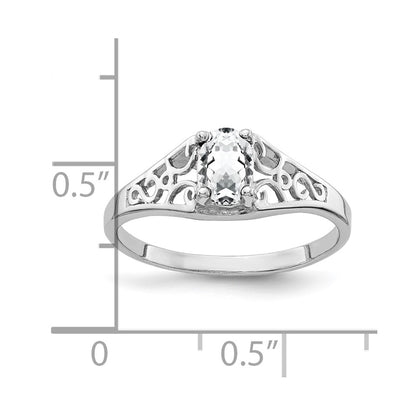 14k White Gold 6x4mm Oval Cubic Zirconia ring
