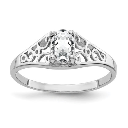 14k White Gold 6x4mm Oval Cubic Zirconia ring
