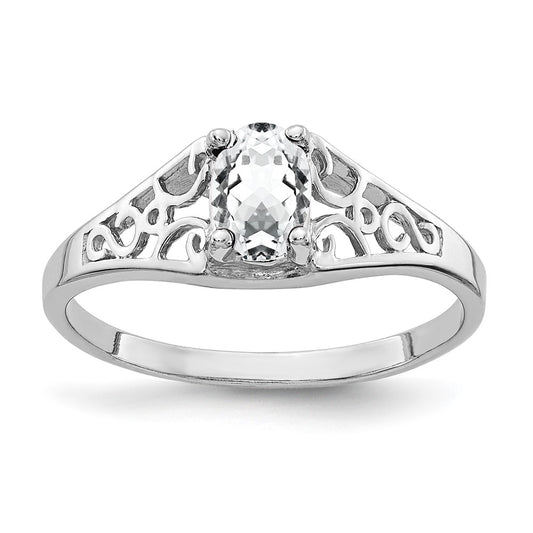 14k White Gold 6x4mm Oval Cubic Zirconia ring
