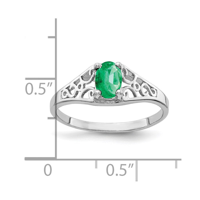 14k White Gold 6x4mm Oval Emerald ring