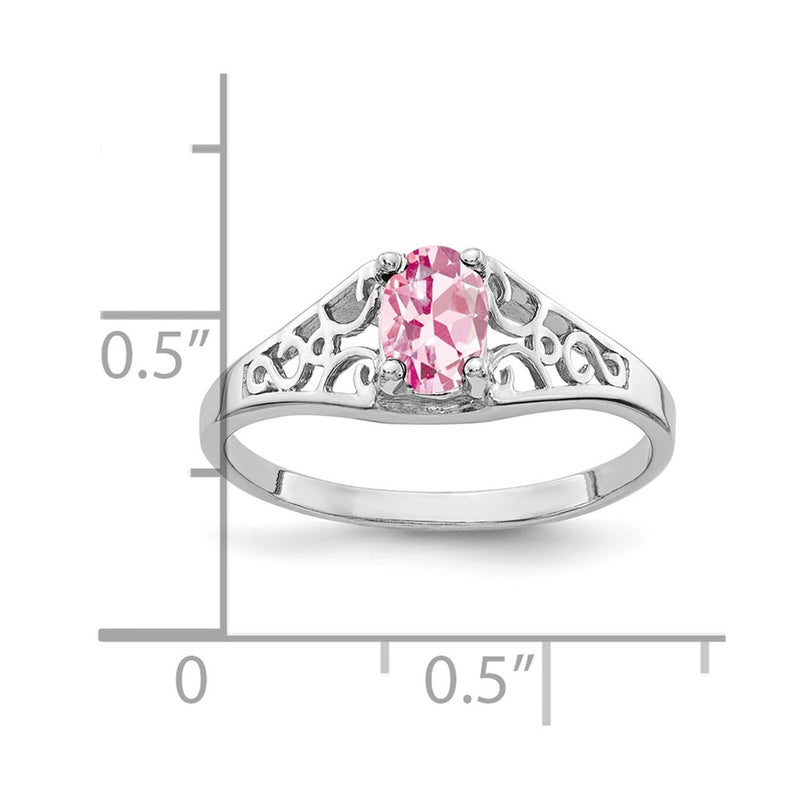 14k White Gold 6x4mm Oval Pink Tourmaline Ring