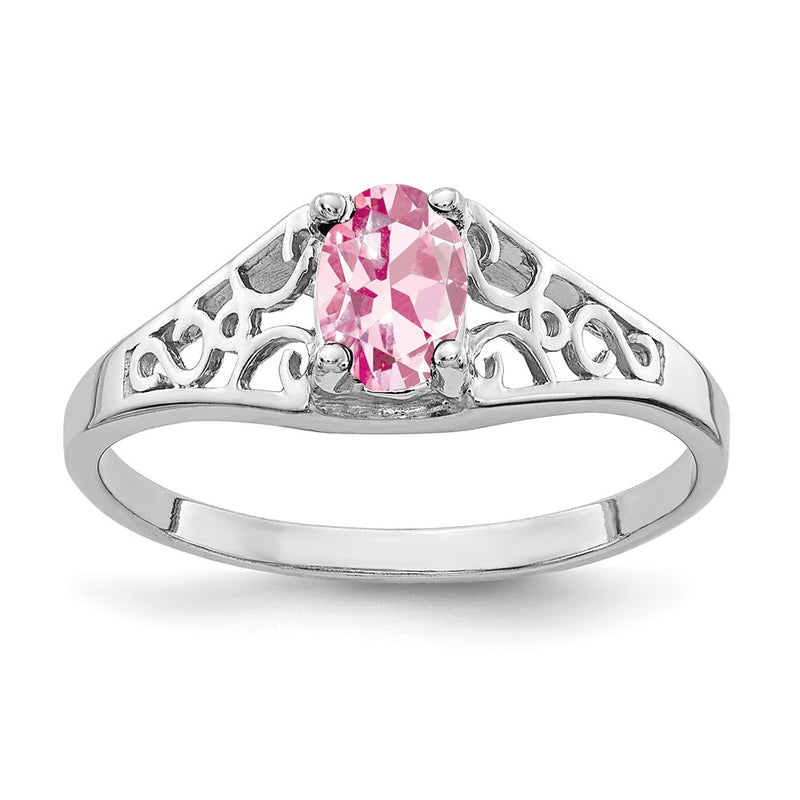 14k White Gold 6x4mm Oval Pink Tourmaline Ring