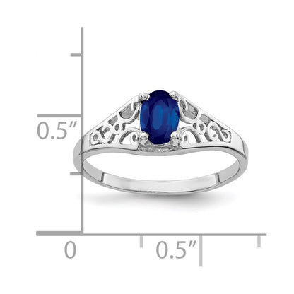 14k White Gold 6x4mm Oval Sapphire ring