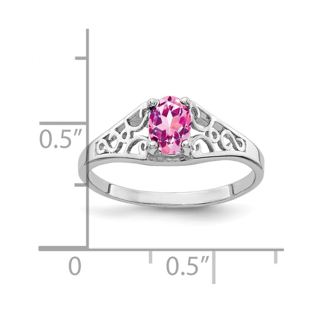 14k White Gold 6x4mm Oval Pink Sapphire ring