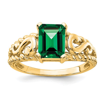 14K Yellow Gold 8x6mm Emerald Cut Mount St. Helens ring