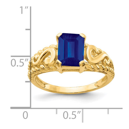 14K Yellow Gold 8x6mm Emerald Cut Sapphire ring