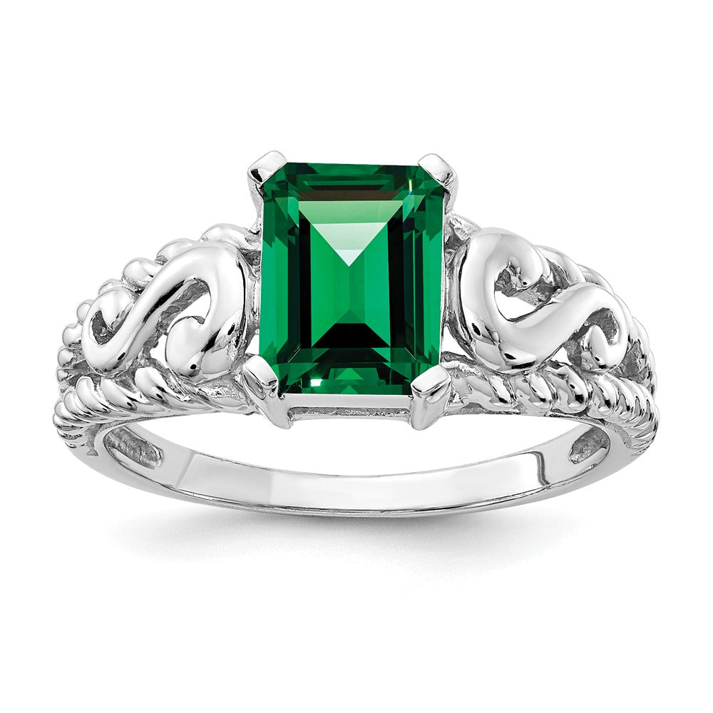 14k White Gold 8x6mm Emerald Cut Mount St. Helens ring
