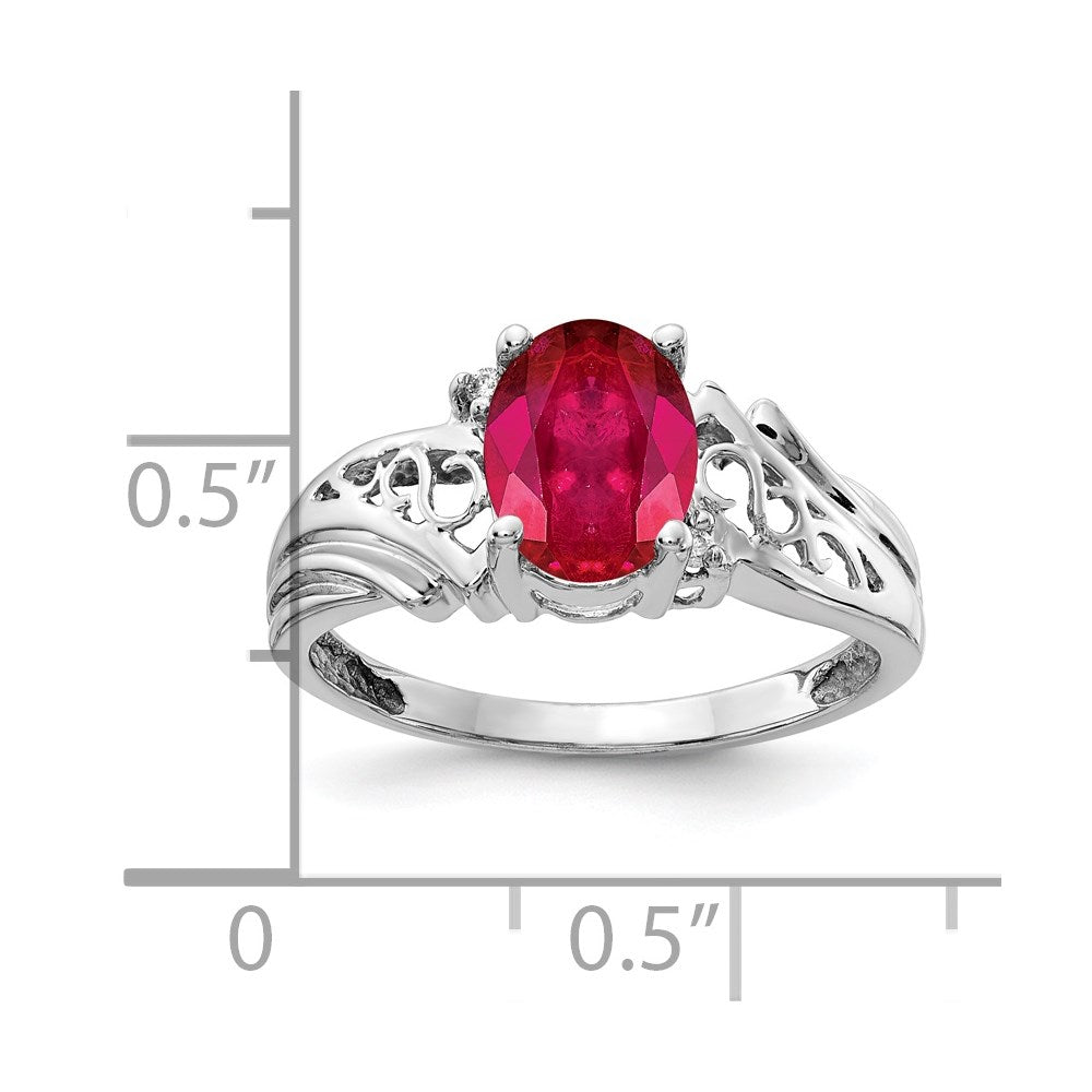 14k White Gold 8x6mm Oval Ruby A Real Diamond ring