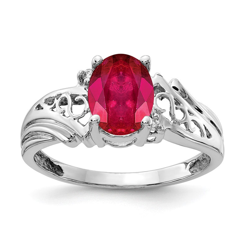 14k White Gold 8x6mm Oval Ruby A Real Diamond ring