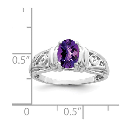 14k White Gold 7x5mm Oval Amethyst ring