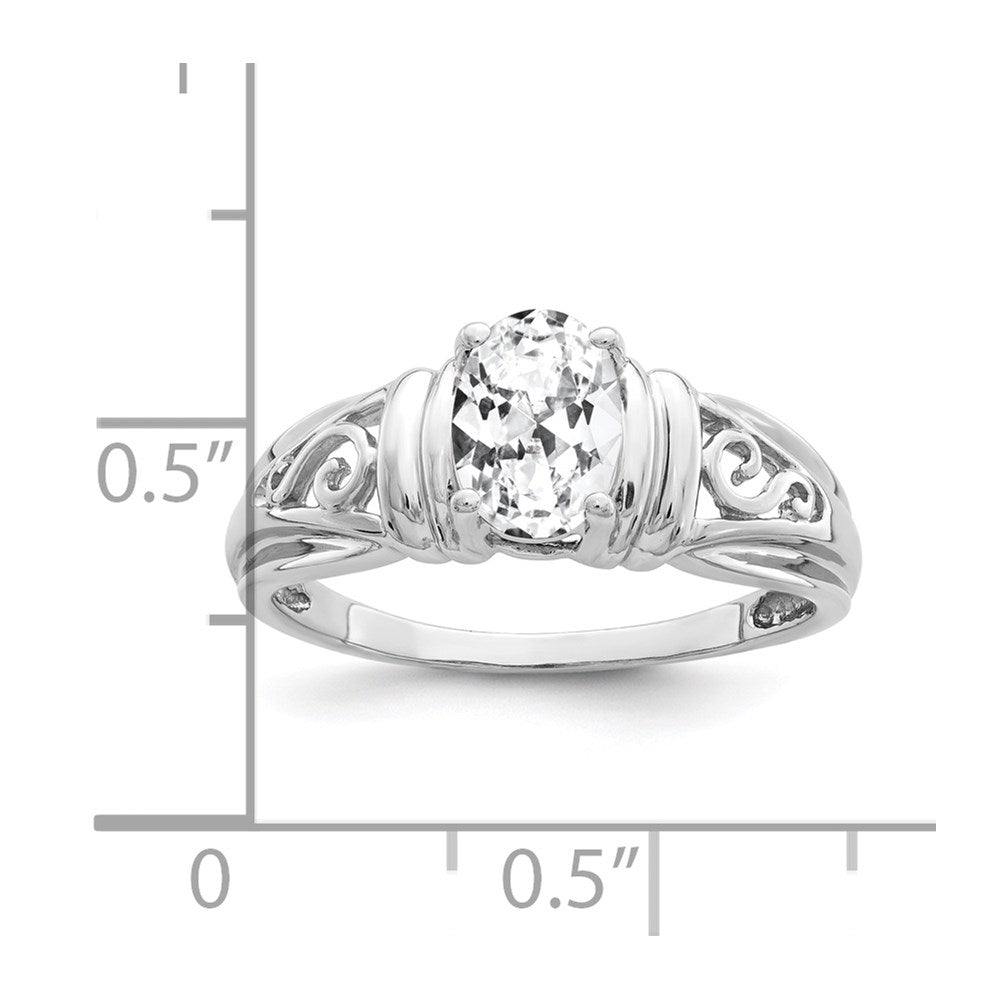 14k White Gold 7x5mm Oval Cubic Zirconia ring