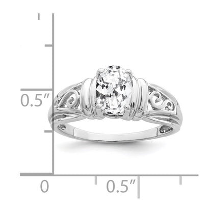 14k White Gold 7x5mm Oval Cubic Zirconia ring