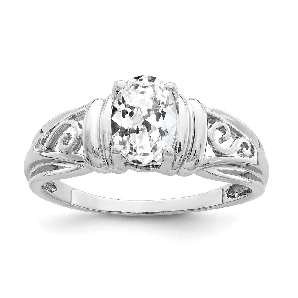 14k White Gold 7x5mm Oval Cubic Zirconia ring
